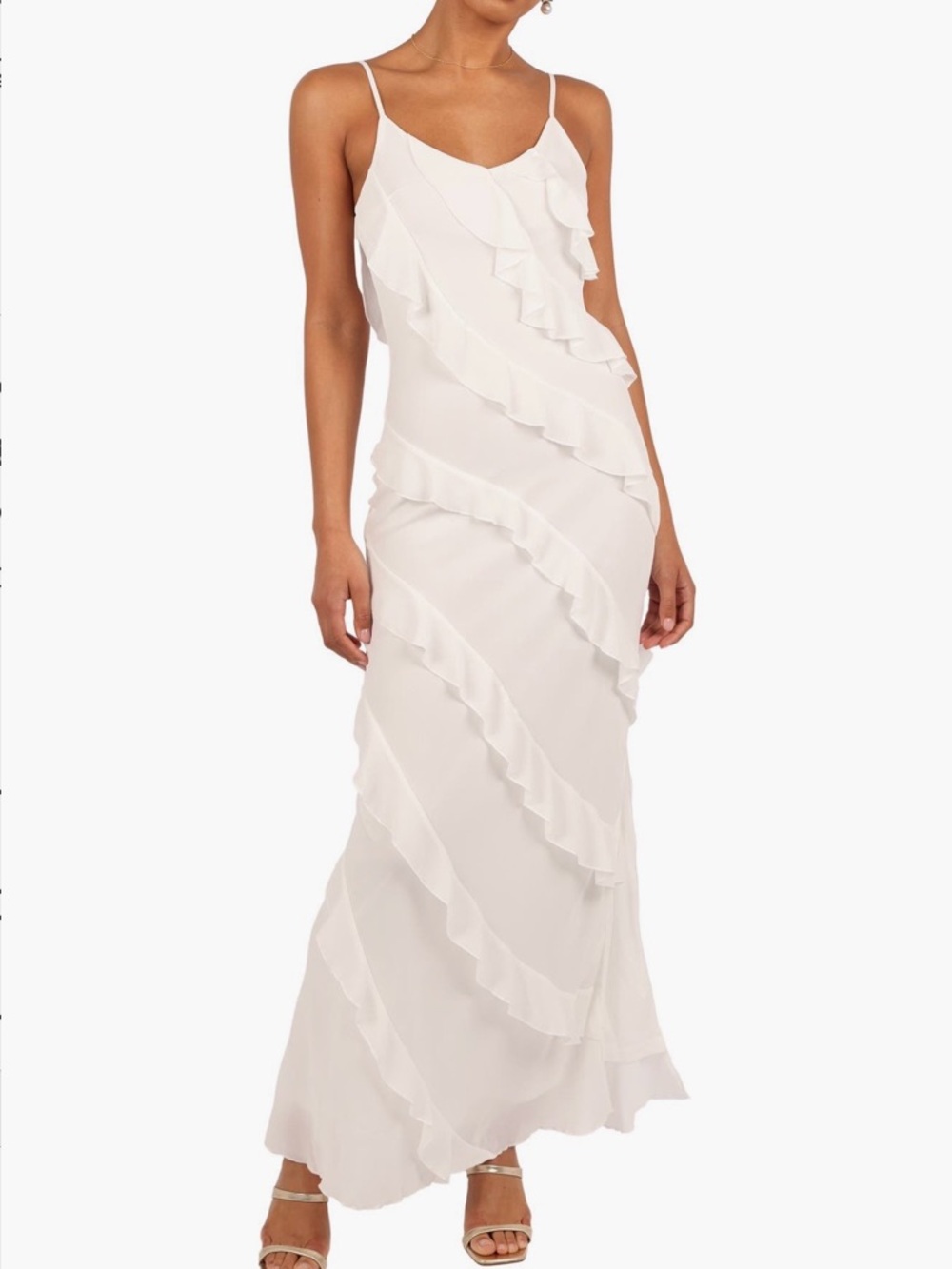 Petal & Pup White Ruffle Maxi Dress